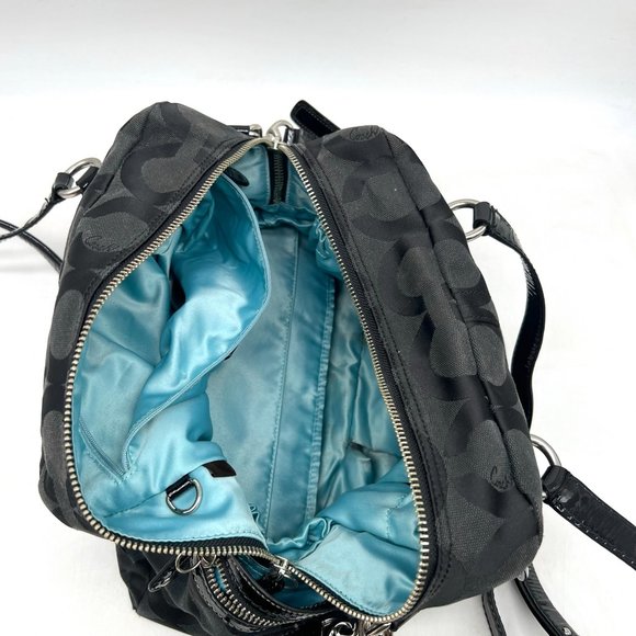 Coach Black Signature Nylon Diaper Bag & Inner Tote Bag A0969 Authentic Large - Picture 7 of 11